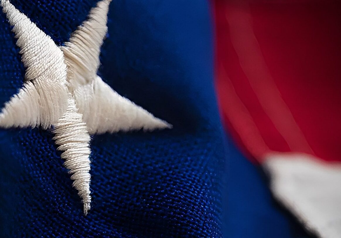 Close-up of a star on fabric.